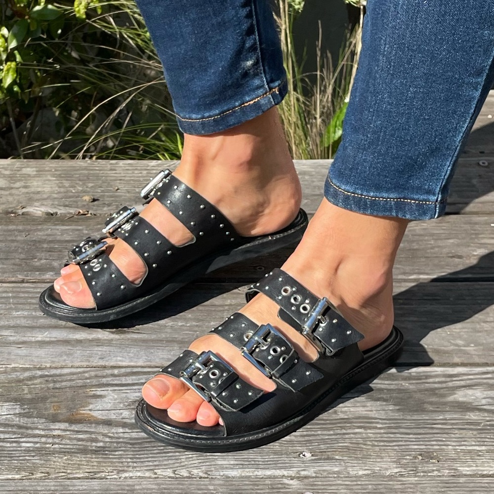 Topshop slide sandal with metal buckles
